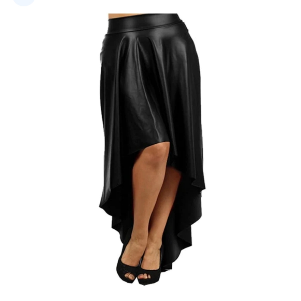 Pu Leather High Low Skirt XL
